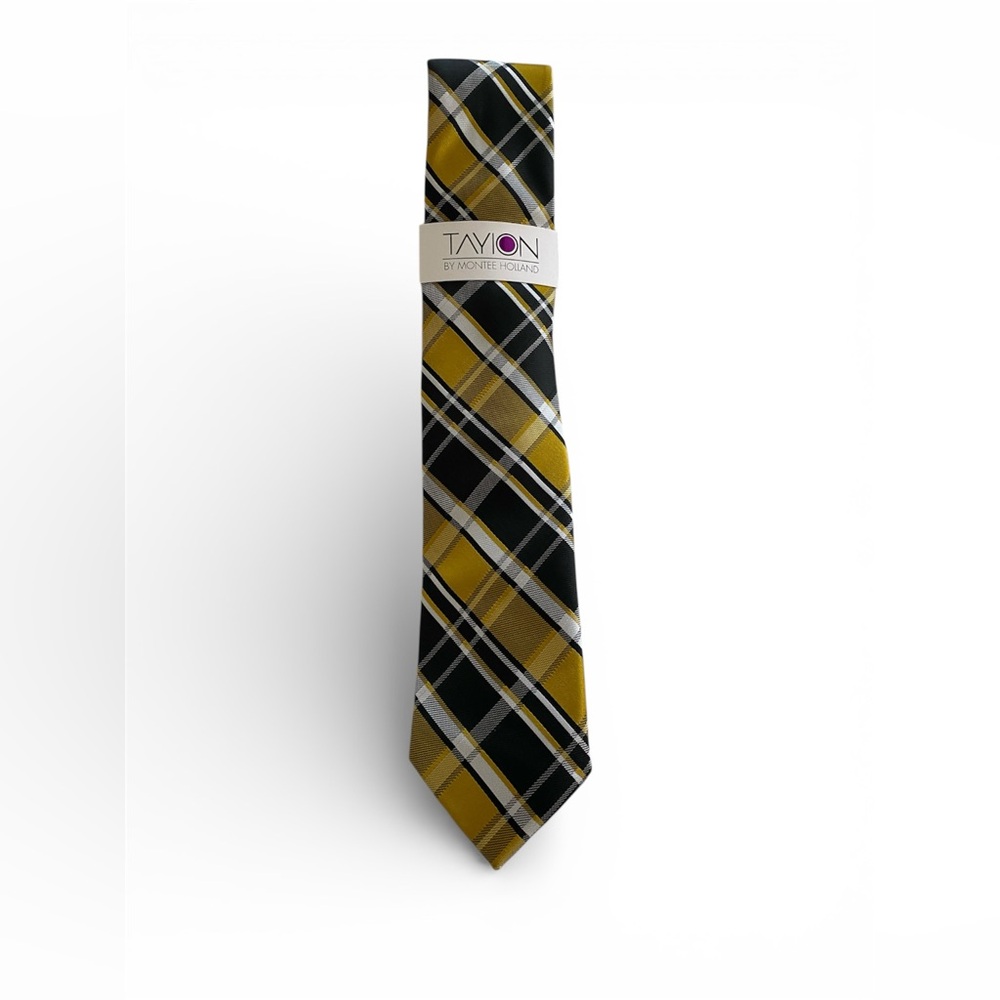 NWT Tayion Yellow and Black Checkered Tie